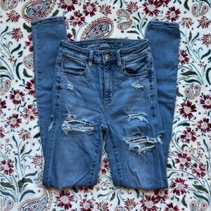 American Eagle Outfitters Women's Ripped Blue Skinny Jeans